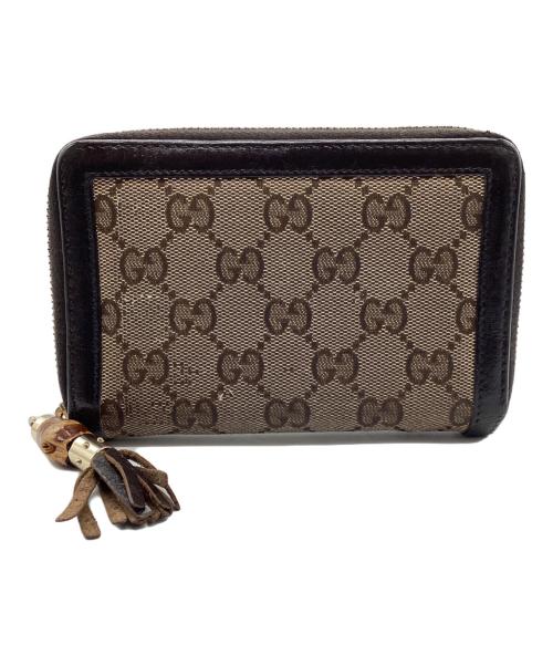 GUCCI（グッチ）GUCCI (グッチ) ラウンドジップウォレット GG ベージュ×ブラウンの古着・服飾アイテム