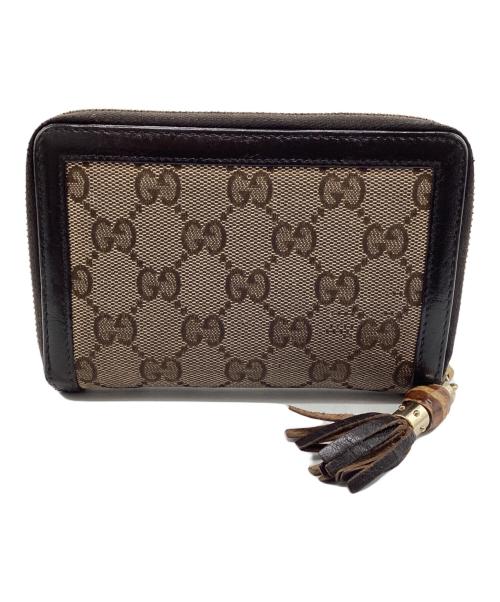 GUCCI（グッチ）GUCCI (グッチ) ラウンドジップウォレット GG ベージュ×ブラウンの古着・服飾アイテム