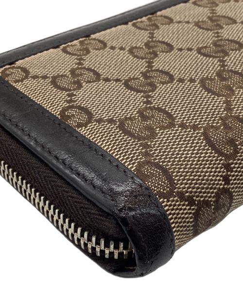 GUCCI（グッチ）GUCCI (グッチ) ラウンドジップウォレット GG ベージュ×ブラウンの古着・服飾アイテム
