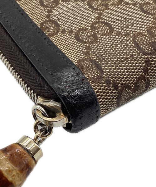 GUCCI（グッチ）GUCCI (グッチ) ラウンドジップウォレット GG ベージュ×ブラウンの古着・服飾アイテム