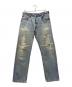 LEVI'S（リーバイス）の古着「 推定80-90’s ダメージ加工デニムパンツ 501xx  トップボタン裏553 」｜スカイブルー
