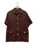 DRESSTERIORドレステリア）の古着「オープンカラープエルトリコシャツ 半袖シャツ」｜ブラウン