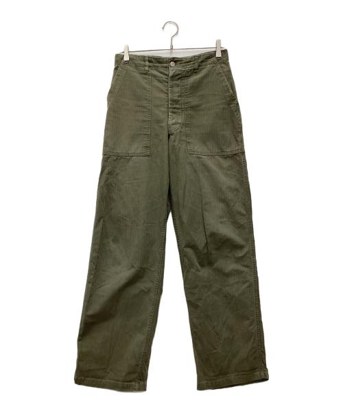 -（-）- (-) 独立13州スターボタン ベイカーパンツ 推定40’s後期 US Army ヘリボーン オリーブ サイズ:SIZE 不明の古着・服飾アイテム