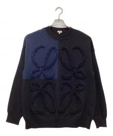 LOEWE（ロエベ）の古着「アナグラムエンブロイダリーニットセーター」｜ネイビー×ブラック