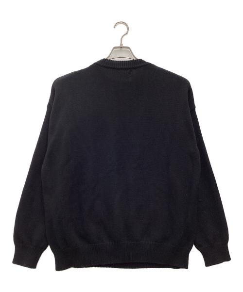 LOEWE（ロエベ）LOEWE (ロエベ) アナグラムエンブロイダリーニットセーター ネイビー×ブラック サイズ:SIZE Sの古着・服飾アイテム