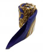 HERMESエルメス）の古着「LES TUILERIES チュイルリー公園 シルクスカーフ カレ90」｜ブルー×ゴールド