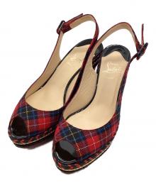 Christian Louboutin（クリスチャン・ルブタン）の古着「オープントゥーパンプス」｜レッド×ネイビー