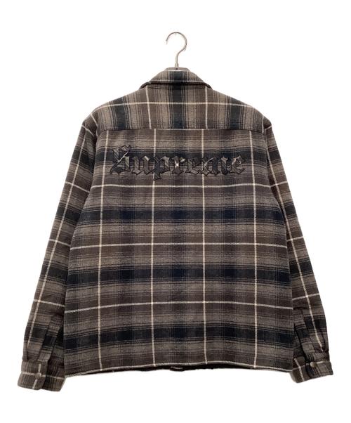 SUPREME（シュプリーム）Supreme (シュプリーム) 22AW Shearling Lines Flannel Shirt Jacket 裏ボアジャケット グレー サイズ:SIZE Mの古着・服飾アイテム
