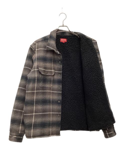 SUPREME（シュプリーム）Supreme (シュプリーム) 22AW Shearling Lines Flannel Shirt Jacket 裏ボアジャケット グレー サイズ:SIZE Mの古着・服飾アイテム