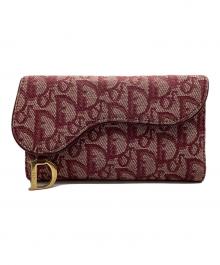 Christian Dior（クリスチャン ディオール）の古着「オブリークジャガードデニム 3つ折り財布 トロッター」｜レッド