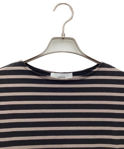 MARKA（マーカ）MARKA (マーカ) 半袖カットソー オーガニックコットン30/1引き揃えBD天竺ボーダー ブラウン×ブラック サイズ:SIZE Mの古着・服飾アイテム