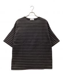 MARKA（マーカ）の古着「半袖カットソー オーガニックコットン30/1引き揃えBD天竺ボーダー」｜グレー×ブラック