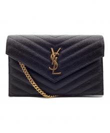 Saint Laurent Paris（サンローランパリ）の古着「カサンドラ エンベロープ チェーンウォレット チェーンショルダーウォレット」｜ブラック×ゴールド