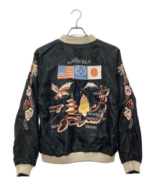 東洋エンタープライズ（トウヨウエンタープライズ）東洋エンタープライズ (トウヨウエンタープライズ) AVIREX (アヴィレックス) SUKA JACKET 50th JAPAN MAP グリーン×ブラック サイズ:SIZE Mの古着・服飾アイテム