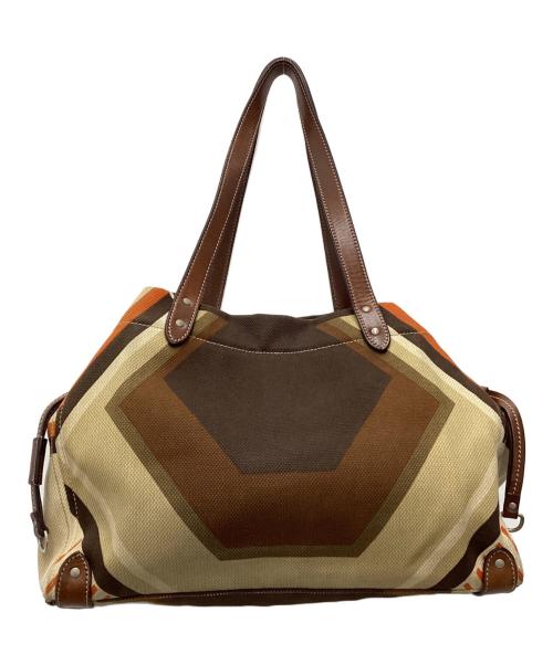 MIU MIU（ミュウミュウ）MIU MIU (ミュウミュウ) トートバッグ ブラウン×ベージュの古着・服飾アイテム