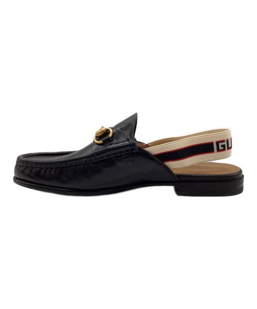 GUCCI（グッチ）GUCCI (グッチ) ホースビット ストライプ スリングバック スリッパ ローファー ブラック サイズ:SIZE6の古着・服飾アイテム