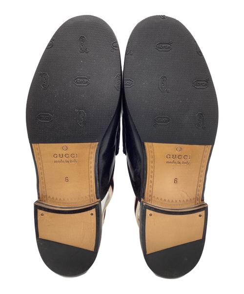 GUCCI（グッチ）GUCCI (グッチ) ホースビット ストライプ スリングバック スリッパ ローファー ブラック サイズ:SIZE6の古着・服飾アイテム
