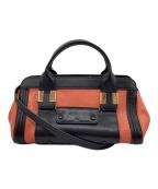 Chloeクロエ）の古着「レザー 2WAYバッグ アリス」｜オレンジ×ブラック