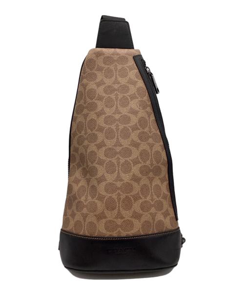 COACH（コーチ）COACH (コーチ) ドミニク クロスボディバッグ シグネチャー ベージュ×ブラックの古着・服飾アイテム