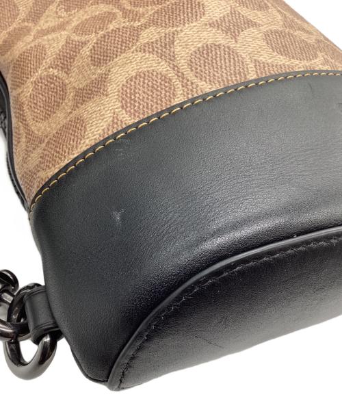 COACH（コーチ）COACH (コーチ) ドミニク クロスボディバッグ シグネチャー ベージュ×ブラックの古着・服飾アイテム