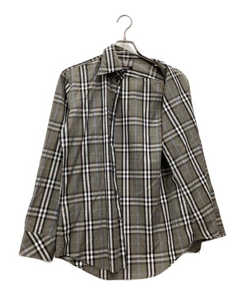 BURBERRY BLACK LABEL（バーバリーブラックレーベル）BURBERRY BLACK LABEL (バーバリーブラックレーベル) ボタンダウンシャツ グレー×ブルー サイズ:SIZE Mの古着・服飾アイテム