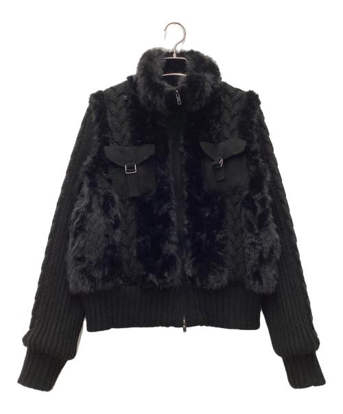 LAGUA GEM（ラグアジェム）LAGUA GEM (ラグアジェム) CABLE KNIT FAUX FUR ブルゾン ブラック サイズ:SIZE Freeの古着・服飾アイテム