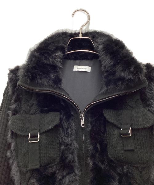 LAGUA GEM（ラグアジェム）LAGUA GEM (ラグアジェム) CABLE KNIT FAUX FUR ブルゾン ブラック サイズ:SIZE Freeの古着・服飾アイテム