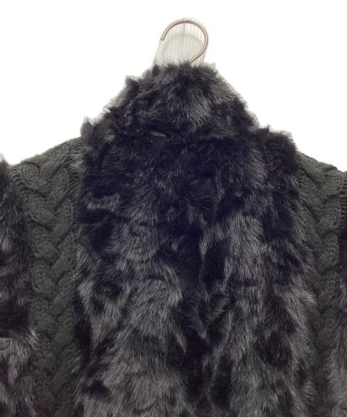 LAGUA GEM（ラグアジェム）LAGUA GEM (ラグアジェム) CABLE KNIT FAUX FUR ブルゾン ブラック サイズ:SIZE Freeの古着・服飾アイテム
