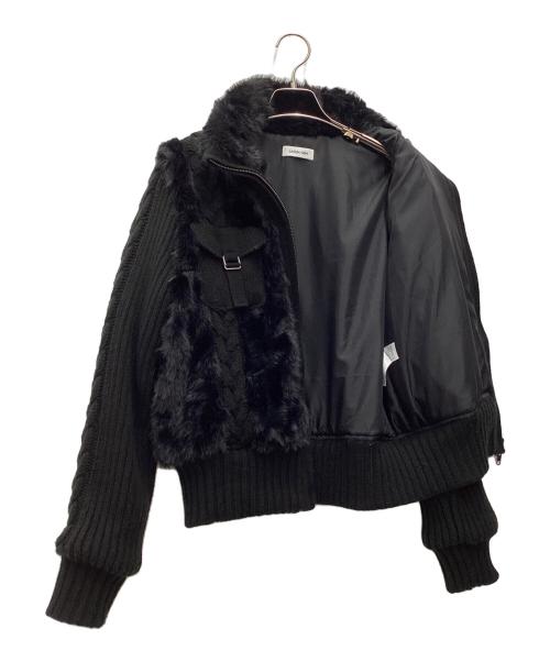 LAGUA GEM（ラグアジェム）LAGUA GEM (ラグアジェム) CABLE KNIT FAUX FUR ブルゾン ブラック サイズ:SIZE Freeの古着・服飾アイテム
