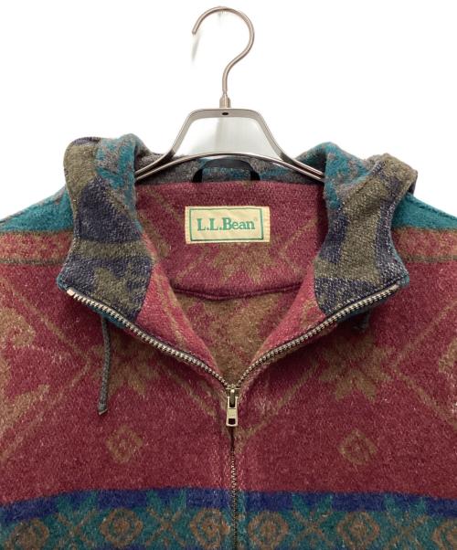 L.L.Bean（エルエルビーン）L.L.Bean (エルエルビーン) ニットパーカー 	90s グリーン×レッド サイズ:SIZE 不明の古着・服飾アイテム