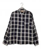 SUGAR CANEシュガーケーン）の古着「長袖シャツ RAYON OMBRE CHECK OPEN SHIRT」｜ブラック
