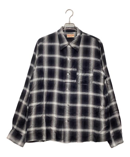 SUGAR CANE（シュガーケーン）SUGAR CANE (シュガーケーン) 長袖シャツ RAYON OMBRE CHECK OPEN SHIRT ブラック サイズ:SIZE Lの古着・服飾アイテム