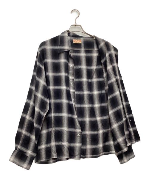 SUGAR CANE（シュガーケーン）SUGAR CANE (シュガーケーン) 長袖シャツ RAYON OMBRE CHECK OPEN SHIRT ブラック サイズ:SIZE Lの古着・服飾アイテム