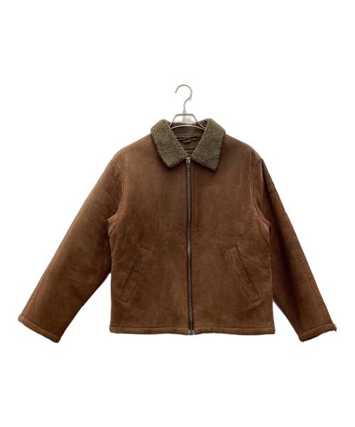 OLD UNIQLO（オールド ユニクロ）OLD UNIQLO (オールド ユニクロ) レザージャケット 80～90s 緑タグ ブラウン サイズ:SIZE Mの古着・服飾アイテム