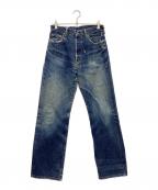 LEVI'Sリーバイス）の古着「デニムパンツ 古着90s ボタンフライ、ドーナツボタン、隠しリベット ビッグE、セルビッチ(赤耳) 、 バックポケット裏シングルステッチ、ボタン裏の刻印