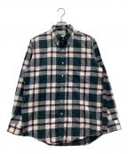 L.L.Beanエルエルビーン）の古着「NORTHWOODS ボタンダウンシャツ 推定80～90 USA製」｜パープル×グリーン