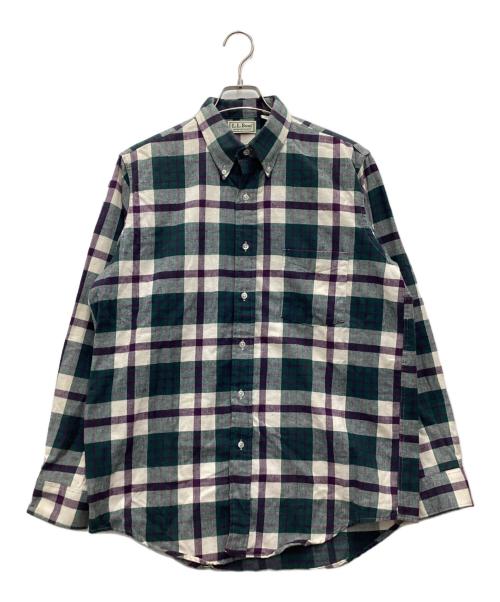 L.L.Bean（エルエルビーン）L.L.Bean (エルエルビーン) NORTHWOODS ボタンダウンシャツ 推定80～90 USA製 パープル×グリーン サイズ:SIZE Mの古着・服飾アイテム