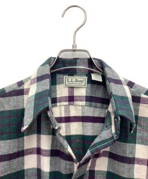 L.L.Bean（エルエルビーン）L.L.Bean (エルエルビーン) NORTHWOODS ボタンダウンシャツ 推定80～90 USA製 パープル×グリーン サイズ:SIZE Mの古着・服飾アイテム