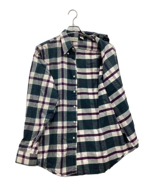 L.L.Bean（エルエルビーン）L.L.Bean (エルエルビーン) NORTHWOODS ボタンダウンシャツ 推定80～90 USA製 パープル×グリーン サイズ:SIZE Mの古着・服飾アイテム