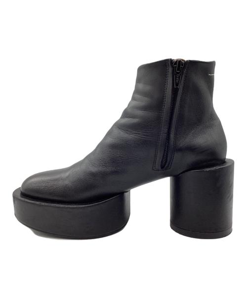 MM6 Maison Margiela（エムエムシックスメゾンマルジェラ）MM6 Maison Margiela (エムエムシックスメゾンマルジェラ) レザーアンクルブーツ 	SAFFIANO LEATHER ANKLE BOOTS WITH PLATEAU 8CM BLACK ブラック サイズ:SIZE 36の古着・服飾アイテム