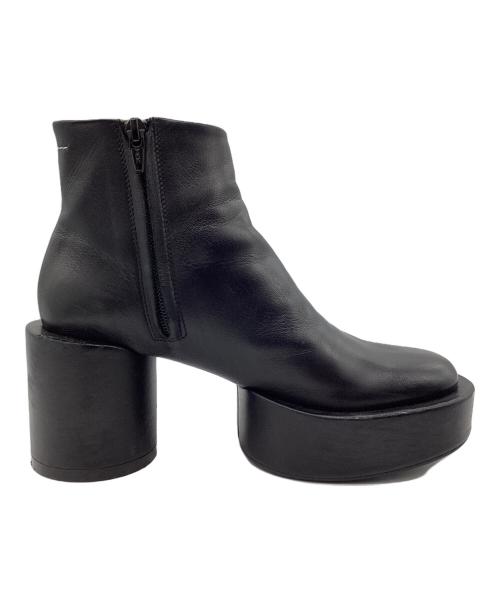 MM6 Maison Margiela（エムエムシックスメゾンマルジェラ）MM6 Maison Margiela (エムエムシックスメゾンマルジェラ) レザーアンクルブーツ 	SAFFIANO LEATHER ANKLE BOOTS WITH PLATEAU 8CM BLACK ブラック サイズ:SIZE 36の古着・服飾アイテム