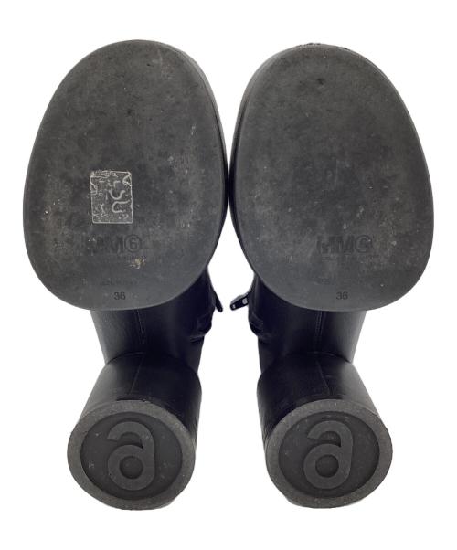 MM6 Maison Margiela（エムエムシックスメゾンマルジェラ）MM6 Maison Margiela (エムエムシックスメゾンマルジェラ) レザーアンクルブーツ 	SAFFIANO LEATHER ANKLE BOOTS WITH PLATEAU 8CM BLACK ブラック サイズ:SIZE 36の古着・服飾アイテム