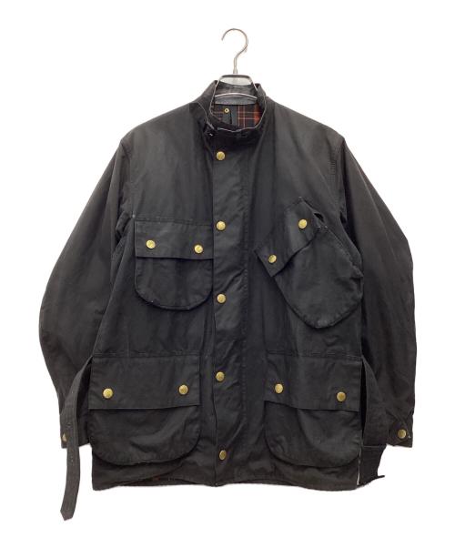 Barbour（バブアー）Barbour (バブアー) Beacon jacket オイルドジャケット ENGLAND製 90S 裏地赤チェック ベルト付き ブラック サイズ:SIZE 40の古着・服飾アイテム
