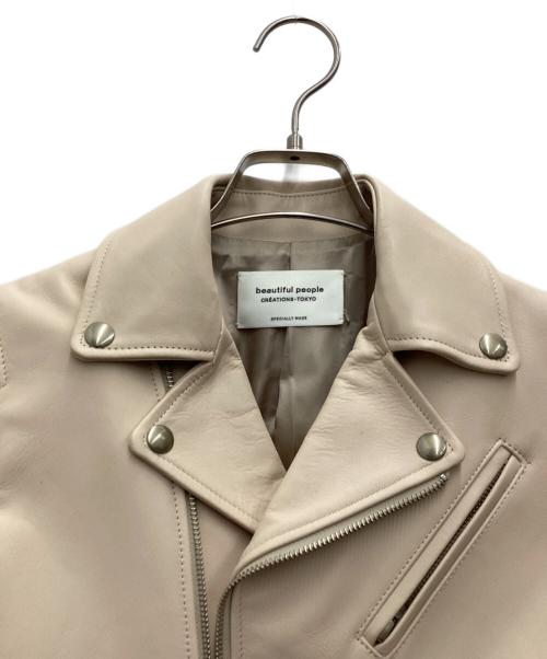 beautiful people（ビューティフルピープル）beautiful people (ビューティフルピープル) ダブルライダースジャケット ベージュ サイズ:SIZE 140cmの古着・服飾アイテム