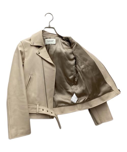 beautiful people（ビューティフルピープル）beautiful people (ビューティフルピープル) ダブルライダースジャケット ベージュ サイズ:SIZE 140cmの古着・服飾アイテム