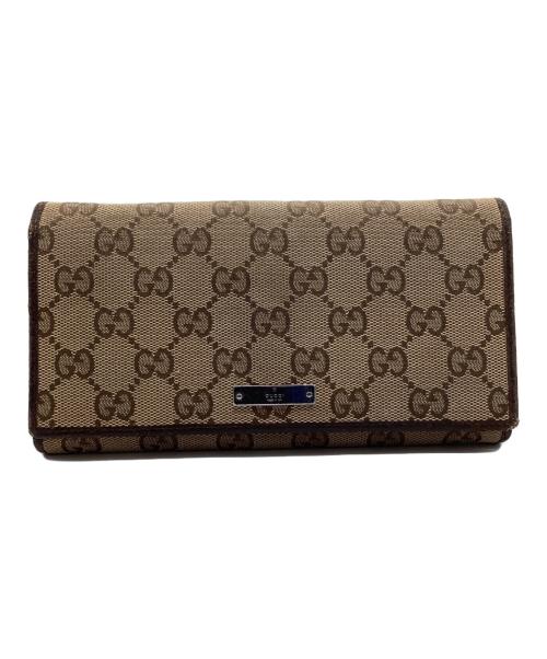 GUCCI（グッチ）GUCCI (グッチ) 長財布 GG ベージュ×ブラウンの古着・服飾アイテム