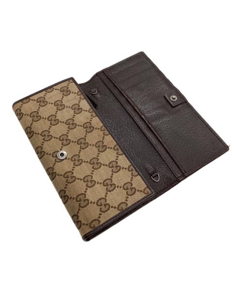 GUCCI（グッチ）GUCCI (グッチ) 長財布 GG ベージュ×ブラウンの古着・服飾アイテム