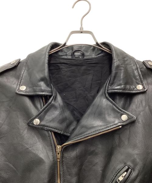 -（-）- (-) ECLARジップ ダブルライダースジャケット 推定70s ポケットファスナーリペア処理有 ブラック サイズ:SIZE XLの古着・服飾アイテム