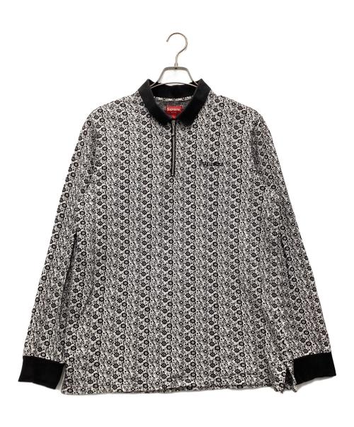 SUPREME（シュプリーム）Supreme (シュプリーム) Floral Jacquard Zip L/S ハーフジップスウェット 18FW ホワイト×ブラック サイズ:SIZE Lの古着・服飾アイテム