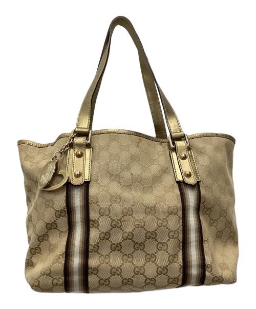 GUCCI（グッチ）GUCCI (グッチ) ハンドバッグ シェリーライン ベージュ×ゴールドの古着・服飾アイテム